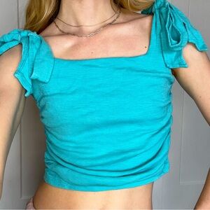 Free People Blue Tie Crop Tank